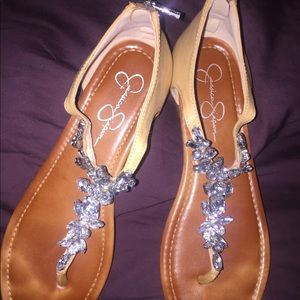 Ladies Jessica Simpson Rhinestone Tan Sandal